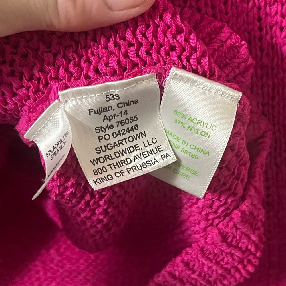 Lilly Pulitzer fuchsia pink scoop neck long sleeve open knit sweater - Picture 10 of 10